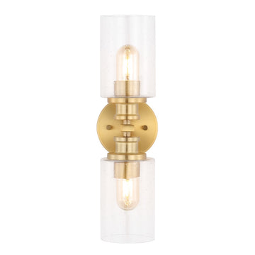 Jules Edison 16.5" Cylinder Iron/Seeded Glass Farmhouse Contemporary LED Wall Sconce